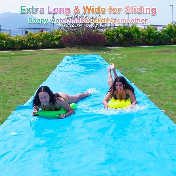 40FT Slip Lawn Water Slide Giant Slip, Splash XL Heavy Duty w 2 Body Boards 7 Ft - Picture 6 of 11
